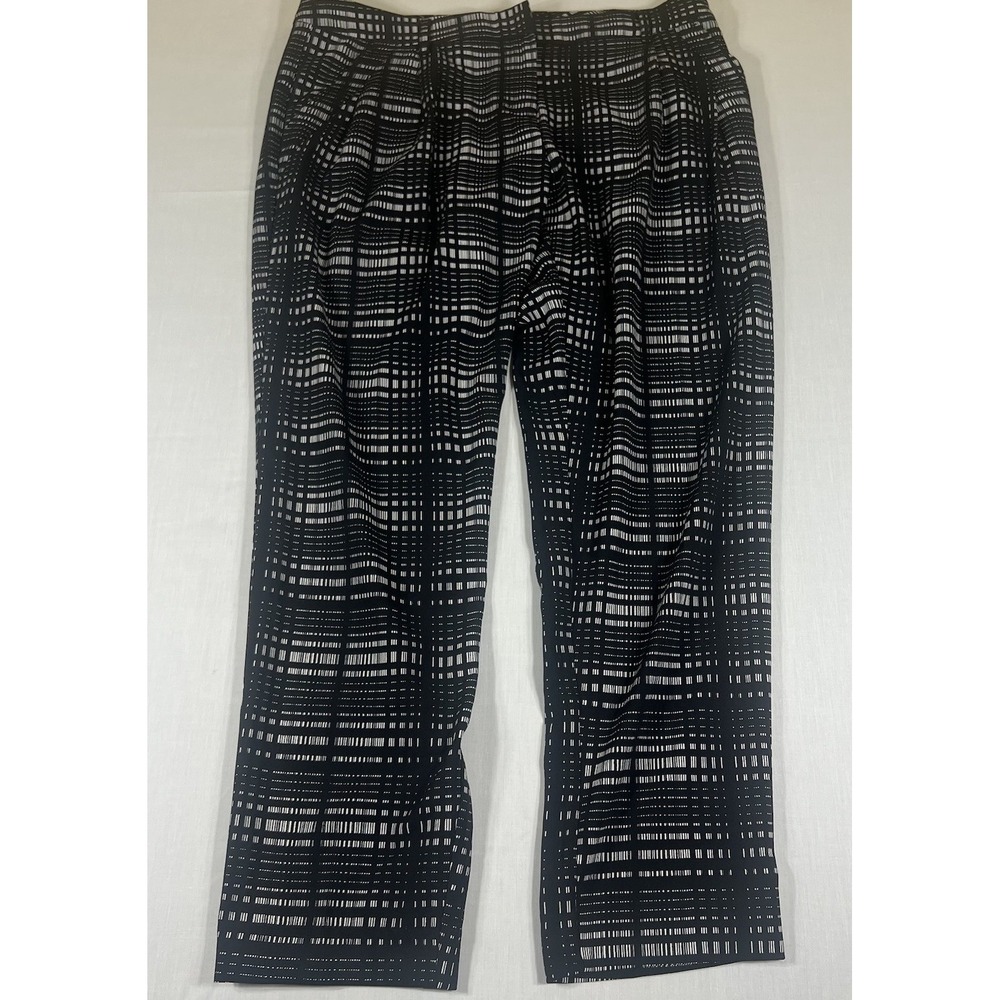 New York & Company Stretch Pants Womens 8 Black White Geometric Ankle Career